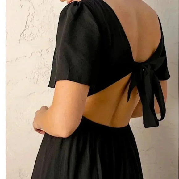 Lulu’s Midi Dress Tiered Tie Back Cut Out Cocktail Casual Wedding Party Like New - Picture 4 of 14